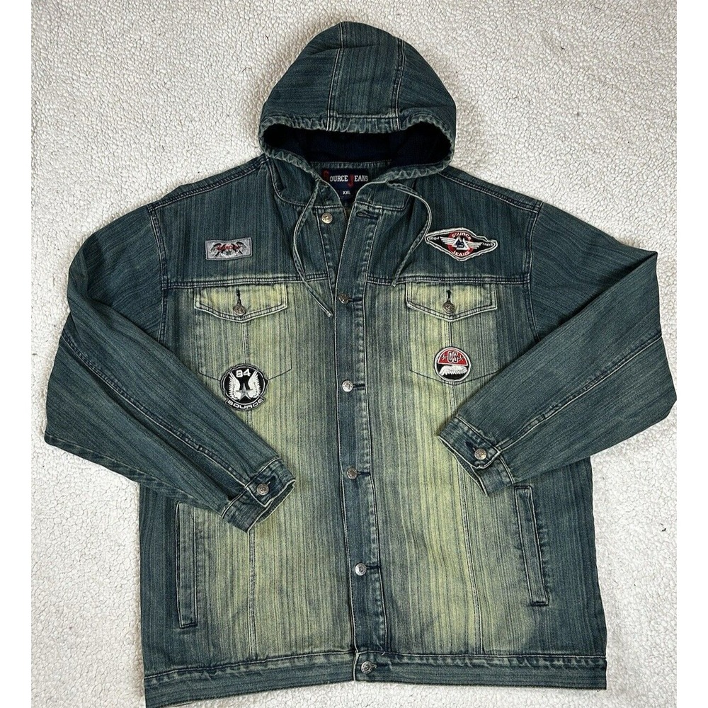 Vintage Source Jeans Jacket Mens XXL‎ Biker Top Gun Trucker Skater Streetwear